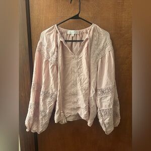 Chelsea & Theodore Pink Lace Detail Blouse